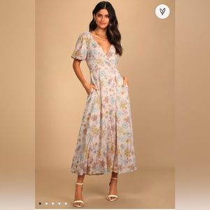 LULU’s “Flourishing Feelings” midi floral dress. Worn only once!